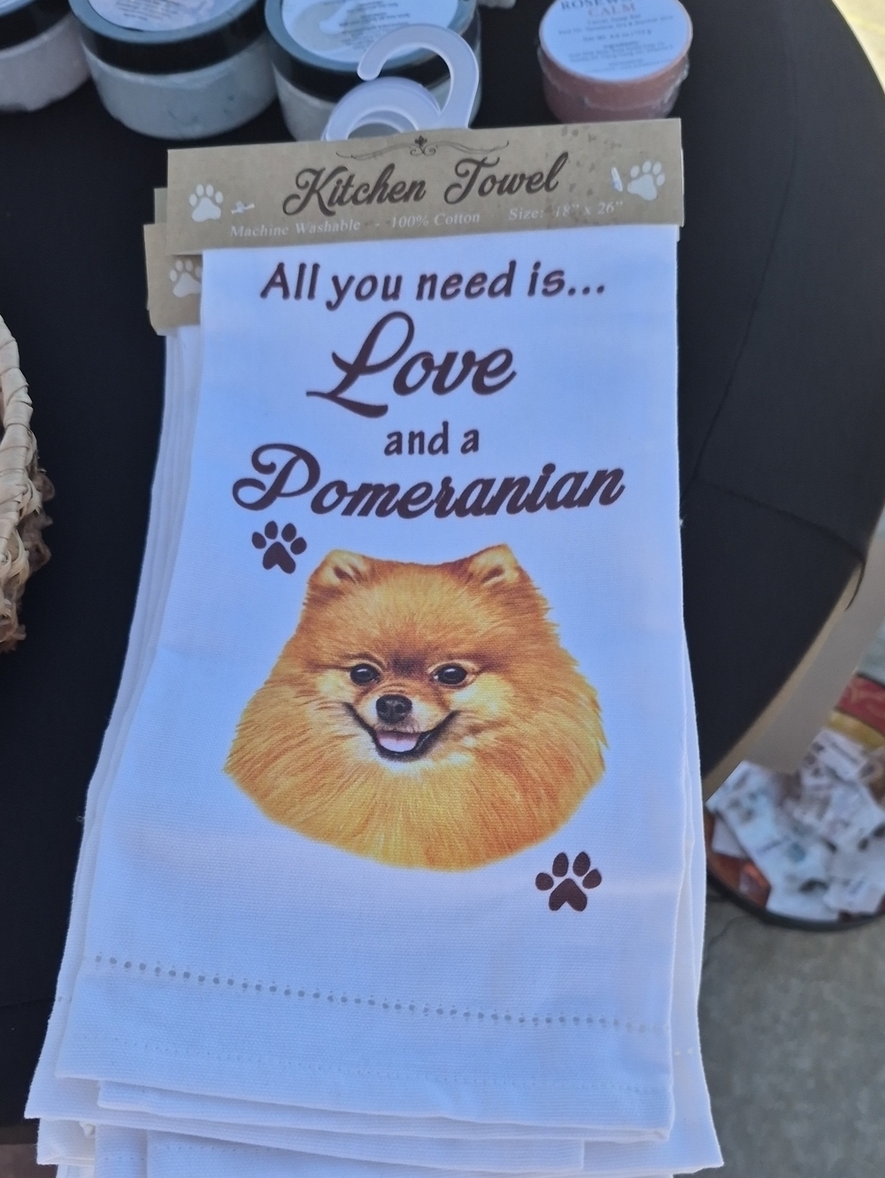Kitchen Towel - Pomeranian Love Design - White